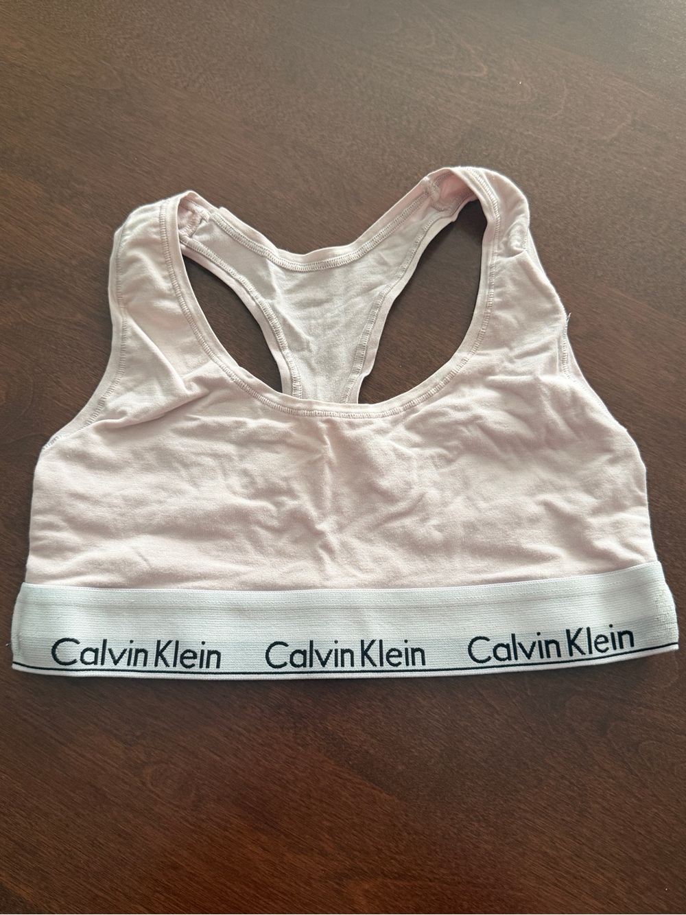 Calvin Klein Light Pink Racerback Bralette with White Logo Band